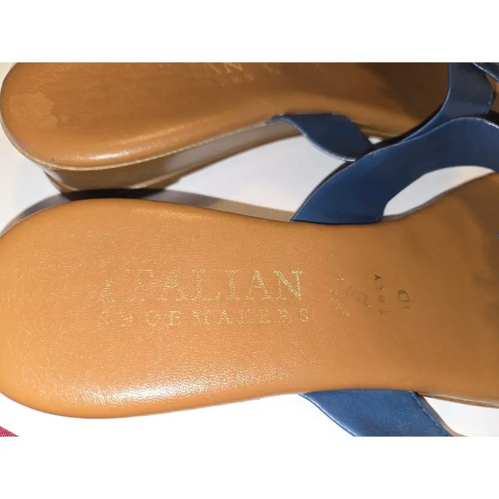 Italian Shoemakers US Womens Size 10 Navy Crossband Slide Sandals Floral Jewel